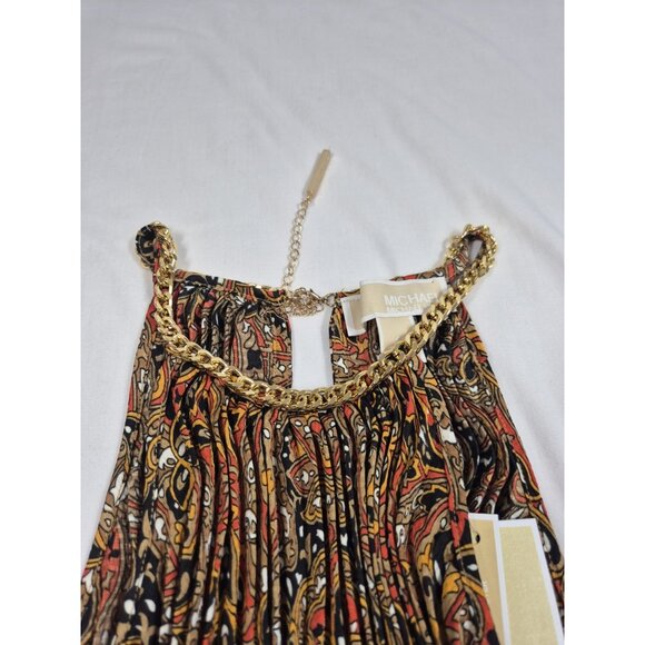 Michael Kors Women’s Blouse Size S Pleated Chain Sleeveless Brt Terracota (65) - Picture 7 of 10